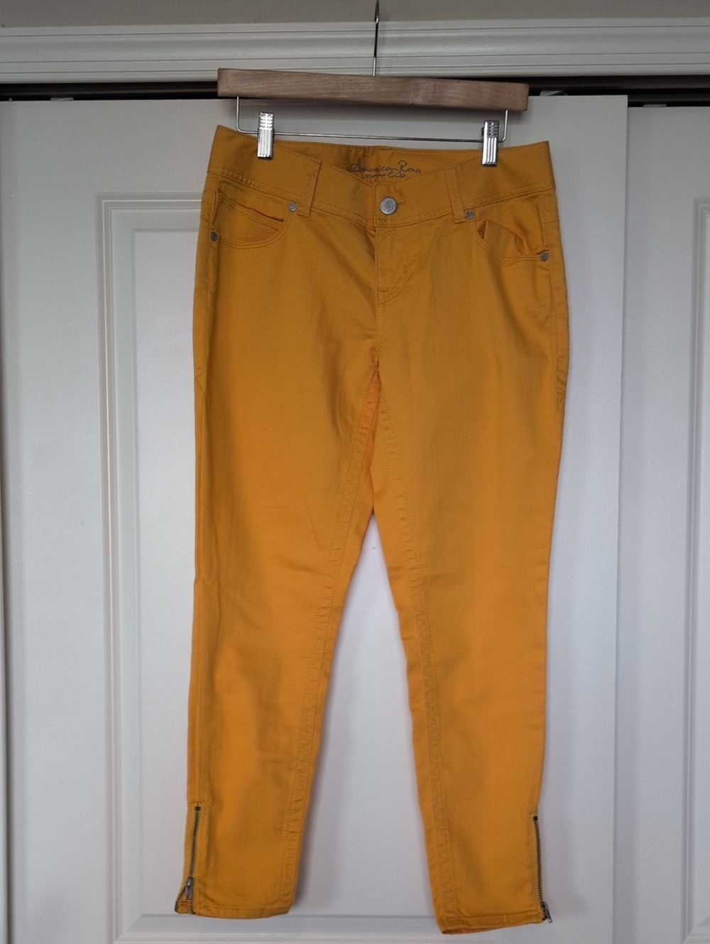 American Rag Mustard Yellow Ankle Zip Stretch Jeans